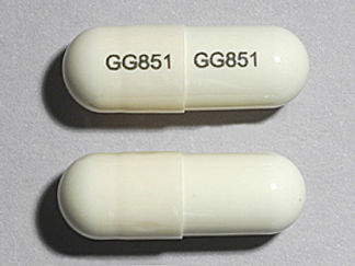 This is a Capsule imprinted with GG851 on the front, GG851 on the back.