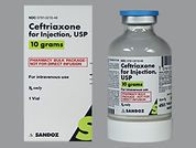 Ceftriaxone: Esto es un Vial imprimido con nada en la parte delantera, nada en la parte posterior, y es fabricado por None.