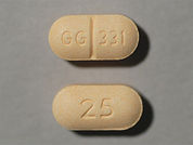 Levo-T: This is a Tablet imprinted with GG 331 on the front, 25 on the back.