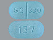 Levo-T: Esto es un Tableta turquesa oblongo imprimido con GG 330 en la parte delantera, 137 en la parte posterior, y es fabricado por NEOLPHARMA, INC.