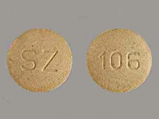 This is a Tablet Chewable imprinted with SZ on the front, 106 on the back.