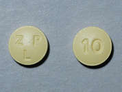 Zolpidem Tartrate: Esto es un Tableta amarillo redondo imprimido con ZLP en la parte delantera, 10 en la parte posterior, y es fabricado por SANDOZ.