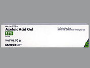 Azelaic Acid: Esto es un Gel imprimido con nada en la parte delantera, nada en la parte posterior, y es fabricado por None.