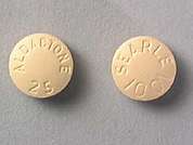 Aldactone: This is a light yellow round Tablet imprinted with SEARLE  1001 on the front, ALDACTONE  25 on the back, and is manufactured by PHARMACIA-UPJHN.