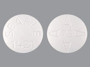 Arthrotec: This is a Tablet Immediate D Release Biphase imprinted with logo and 75 on the front, SEARLE  1421 on the back.