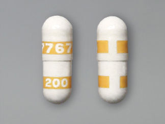 This is a Capsule imprinted with 7767 on the front, 200 on the back.