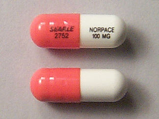 Esto es un Cápsula imprimido con SEARLE  2752 en la parte delantera, NORPACE  100 MG en la parte posterior, y es fabricado por None.