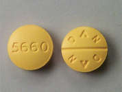 Sulindac: Esto es un Tableta amarillo redondo imprimido con DAN  DAN en la parte delantera, 5660 en la parte posterior, y es fabricado por ACTAVIS/TEVA.