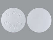 Atenolol-Chlorthalidone: This is a white round Tablet imprinted with DAN  5783 on the front, nothing on the back, and is manufactured by ACTAVIS/TEVA.