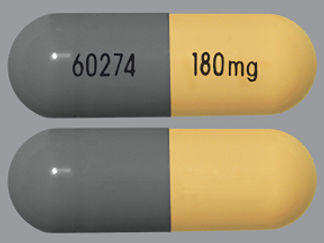 This is a Capsule Er Pellets 24 Hr imprinted with 60274 on the front, 180mg on the back.