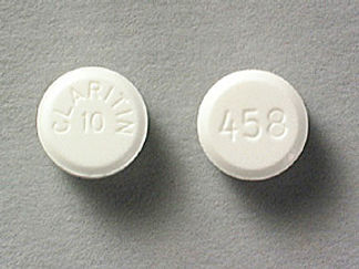 This is a Tablet imprinted with CLARITIN  10 on the front, 458 on the back.