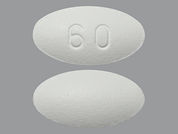 Osphena: This is a Tablet imprinted with 60 on the front, nothing on the back.
