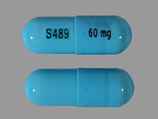 Esto es un Cápsula imprimido con S489 en la parte delantera, 60 mg en la parte posterior, y es fabricado por None.