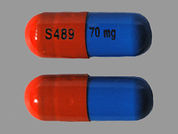 Vyvanse: This is a Capsule imprinted with S489 on the front, 70 mg on the back.