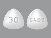 Vyvanse: This is a Tablet Chewable imprinted with 30 on the front, S489 on the back.