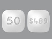 Vyvanse: This is a Tablet Chewable imprinted with 50 on the front, S489 on the back.