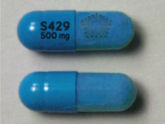 This is a Capsule Er imprinted with S429  500 mg on the front, logo on the back.