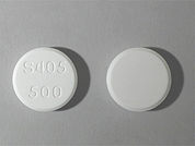 Fosrenol: This is a Tablet Chewable imprinted with S405 500 on the front, nothing on the back.