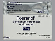 Fosrenol: This is a Powder In Packet imprinted with nothing on the front, nothing on the back.