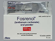 Fosrenol: This is a Powder In Packet imprinted with nothing on the front, nothing on the back, and is manufactured by SHIRE US INC..