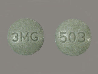 This is a Tablet Er 24 Hr imprinted with 503 on the front, 3MG on the back.