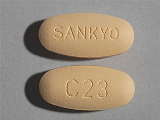 Esto es un Tableta imprimido con SANKYO en la parte delantera, C23 en la parte posterior, y es fabricado por None.