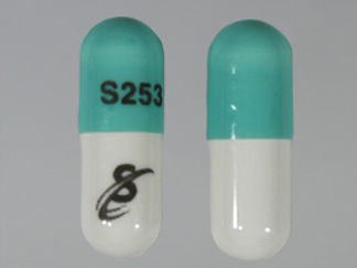 This is a Capsule imprinted with S253 on the front, logo on the back.