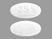 Carvedilol: This is a white oval Tablet imprinted with 255 on the front, nothing on the back, and is manufactured by MARLEX PHARM..