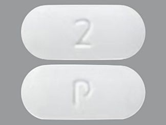 This is a Tablet imprinted with 2 on the front, P on the back.