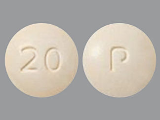 This is a Tablet imprinted with 20 on the front, P on the back.