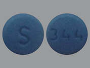 Benazepril Hcl: Esto es un Tableta azul redondo imprimido con S en la parte delantera, 344 en la parte posterior, y es fabricado por SOLCO HEALTHCAR.