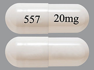 Esto es un Cápsula Dr imprimido con 557 en la parte delantera, 20mg en la parte posterior, y es fabricado por None.