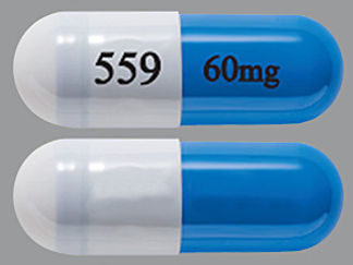 Esto es un Cápsula Dr imprimido con 559 en la parte delantera, 60mg en la parte posterior, y es fabricado por None.