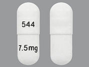 Paroxetine Mesylate: Esto es un Cápsula imprimido con 544 en la parte delantera, 7.5 mg en la parte posterior, y es fabricado por None.