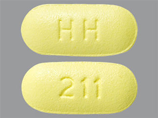 This is a Tablet imprinted with HH on the front, 211 on the back.