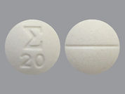 Liothyronine Sodium: Esto es un Tableta imprimido con logo and 20 en la parte delantera, nada en la parte posterior, y es fabricado por None.