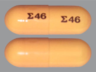 This is a Capsule imprinted with logo and 46 on the front, logo and 46 on the back.