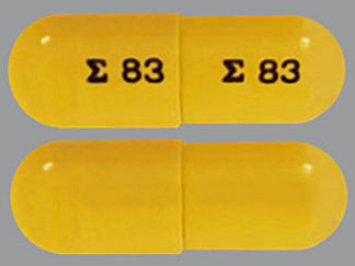 This is a Capsule imprinted with logo and 83 on the front, logo and 83 on the back.