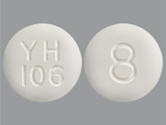 This is a Tablet Er imprinted with YH  106 on the front, 8 on the back.