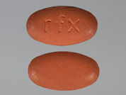 Xifaxan: This is a Tablet imprinted with rfx on the front, nothing on the back.