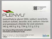 Plenvu: This is a white Powder In Packet Sequential imprinted with nothing on the front, nothing on the back, and is manufactured by SALIX/BAUSCH HE.