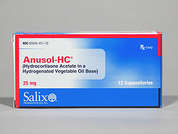 Anusol-Hc: Esto es un Supositorio Rectal blanco torpedo imprimido con nada en la parte delantera, nada en la parte posterior, y es fabricado por SALIX/BAUSCH HE.