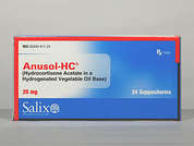 Anusol-Hc: Esto es un Supositorio Rectal blanco torpedo imprimido con nada en la parte delantera, nada en la parte posterior, y es fabricado por SALIX/BAUSCH HE.