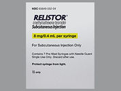 Relistor: This is a Syringe imprinted with nothing on the front, nothing on the back.