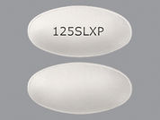 Mytesi: This is a Tablet Dr imprinted with 125SLXP on the front, nothing on the back.