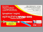 Epinephrinesnap-Ems: Esto es un Kit incoloro imprimido con nada en la parte delantera, nada en la parte posterior, y es fabricado por SNAP MEDICAL IN.
