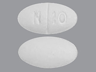 This is a Tablet imprinted with N 10 on the front, nothing on the back.