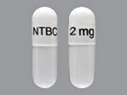 Orfadin: This is a Capsule imprinted with NTBC 2 mg on the front, nothing on the back.