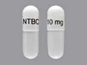 Orfadin: This is a Capsule imprinted with NTBC 10 mg on the front, nothing on the back.