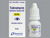 Tobramycin Sulfate: This is a colorless Drops imprinted with nothing on the front, nothing on the back, and is manufactured by SOMERSET THERAP.